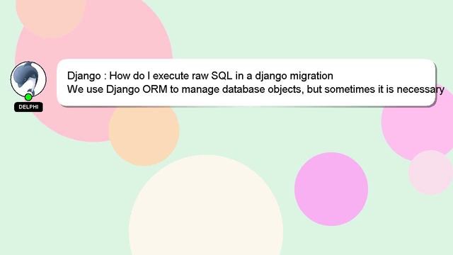 Django : How do I execute raw SQL in a django migration смотреть онлайн