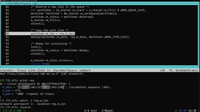 Debugging using reverse watchpoint (command line) смотреть онлайн