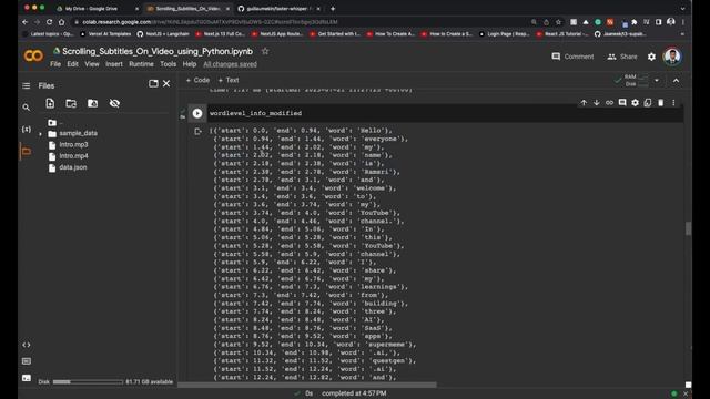 Add scrolling word subtitles to any video for free using Python, OpenAI's Whisper and Moviepy смотреть онлайн