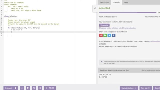 Leetcode 270 (Lintcode 900) Closest Binary Search Tree Value - #Python Solution [Easy | BST] смотреть онлайн