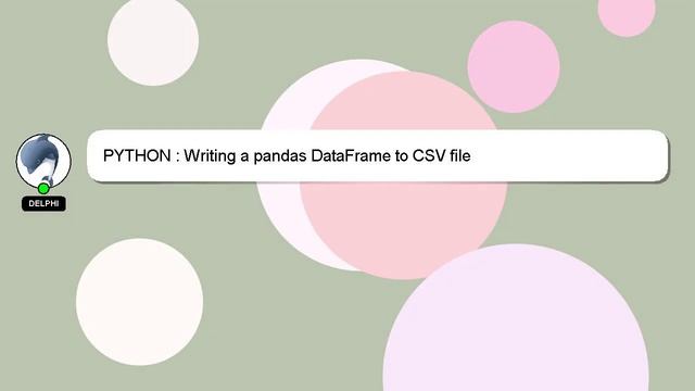 PYTHON : Writing a pandas DataFrame to CSV file смотреть онлайн