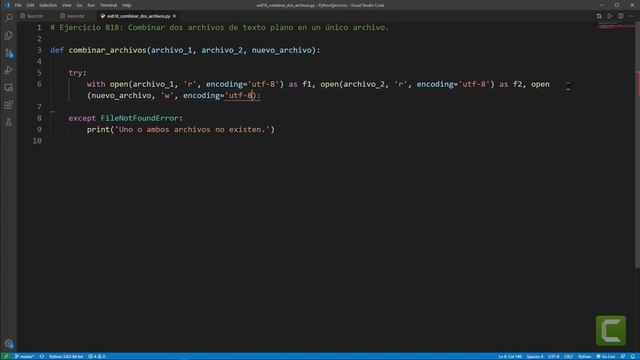 Python - Ejercicio 818: Combinar el Contenido de Dos Archivos de Texto Plano en un Único Archivo смотреть онлайн