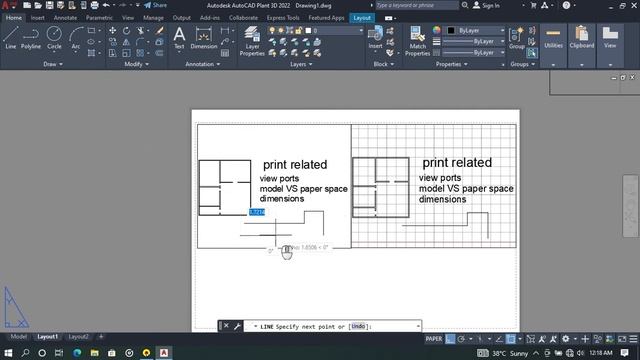 view ports, model vs paper space in telugu #autocad смотреть онлайн