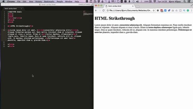 HTML Strikethrough - How to make a line through text in HTML and CSS смотреть онлайн