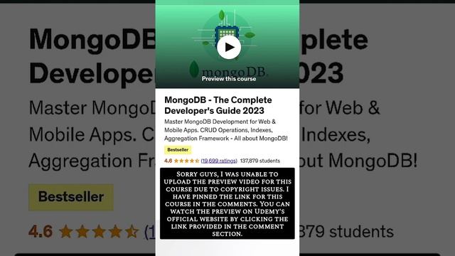 MongoDB - The Complete Developer's Guide 2023 смотреть онлайн