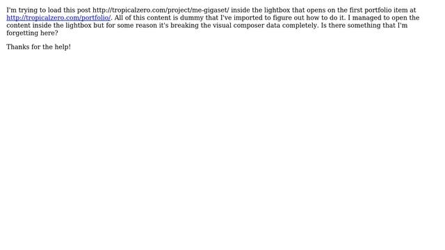 Wordpress: Loading post that has visual composer data inside lightbox? смотреть онлайн