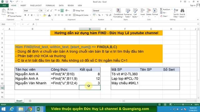 Hướng dẫn sử dụng hàm Find trong Excel смотреть онлайн
