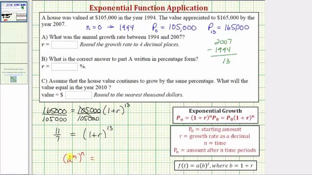 Ex: Find Exponential Growth Rate and Make Prediction of a Future Home Value смотреть онлайн