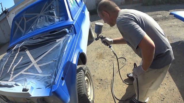 Покраска Нивы раптором, на эпоксидный грунт по мокрому. смотреть онлайн