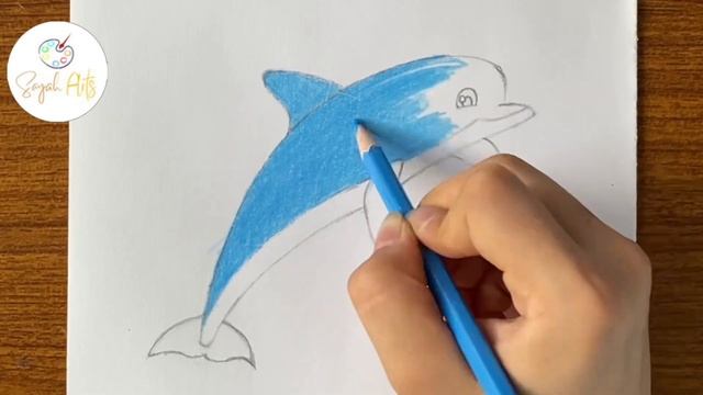 How to draw a dolphin // Dolphin drawing videos // Draw easy for beginners // Art for kids смотреть онлайн