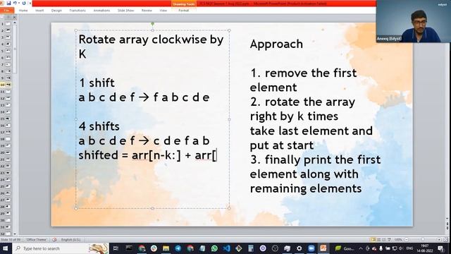 (High Asked Rate) TCS NQT Coding Question | Rotate Array Clockwise By "K" | Edyst смотреть онлайн