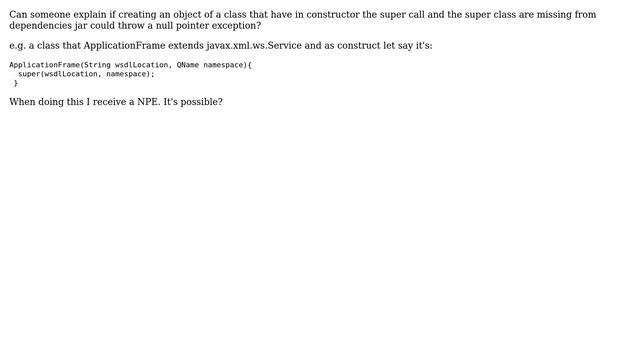 Software Engineering: Missing super class from dependencies could throw NullPointerException java смотреть онлайн