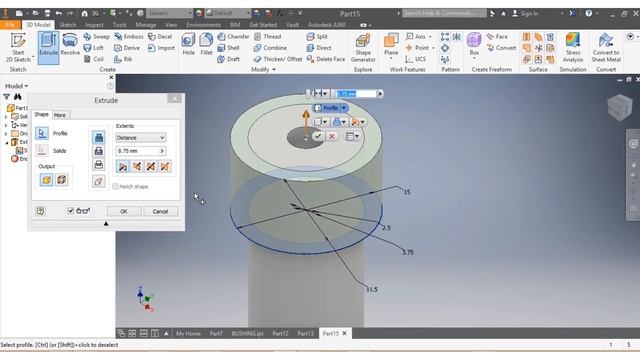 How to draw Bushings with AutoCAD Inventor, CAD Tutorial for beginners UNISA CAD161S (Mechanical En смотреть онлайн