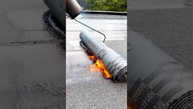 Зрелищный монтаж гидроизоляции на плоской кровле. Как вам?