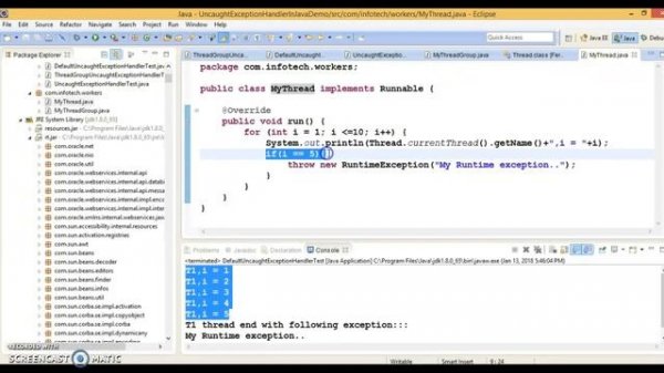 UncaughtExceptionHandler in Java Thread