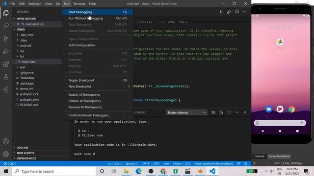 How to create Flutter app in VS Code and run on Emulator смотреть онлайн