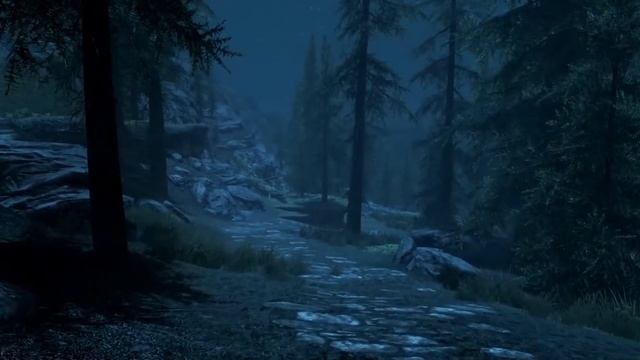 Skyrim ASMR: A Relaxing Night Walk from Riverwood to Whiterun | No Talking смотреть онлайн