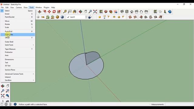 Sketchup tutorial - How to make a dome/hemisphere using "Follow Me" in sketchup смотреть онлайн