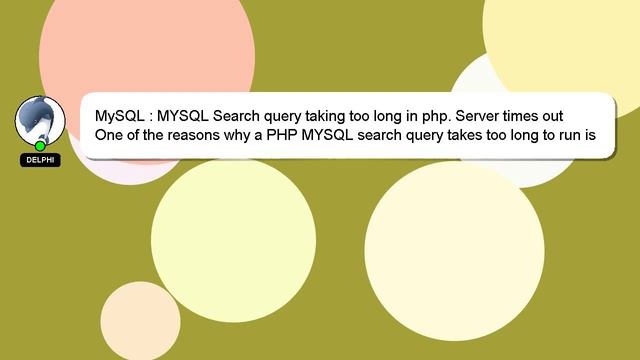 MySQL : MYSQL Search query taking too long in php. Server times out смотреть онлайн