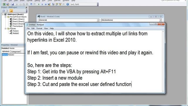 Excel 2010 Tutorial: How to extract multiple url hyperlinks from multiple hyperlink texts (HD). смотреть онлайн
