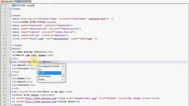 Web Design Tutorial in HINDI 7 creating list and nav menu смотреть онлайн