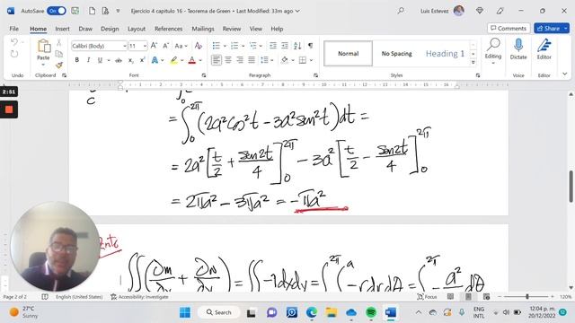 Ejercicio 4 capitulo 16 Teorema de Green Parte 2 смотреть онлайн