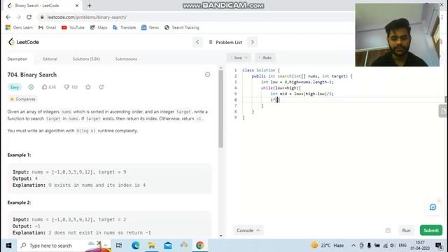 Binary Search in Java | Leetcode | Question number 704 | Daily Challenge смотреть онлайн