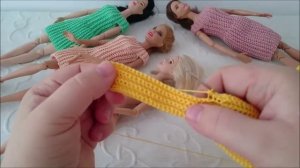 Одежда для куклы крючком  Платье резинка