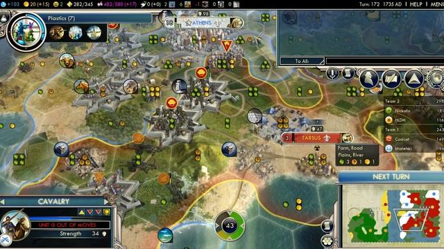 Командная игра 2х2: Персия Греция vs Индия Сиам #3 Sid Meier's Civilization V смотреть онлайн