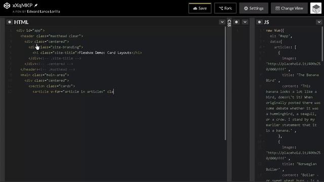 【Flexbox】 card view layout with vuejs смотреть онлайн