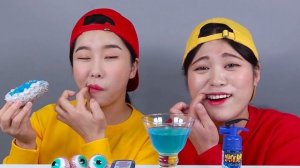 Голубая еда желе Мукбанг DONA ДОНА Русский