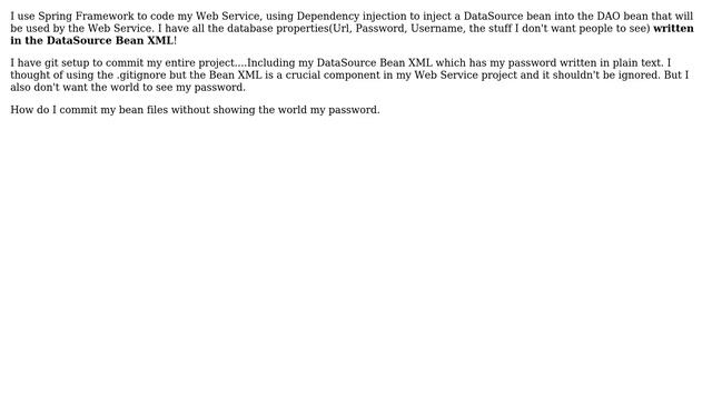 Database Password problem when using GIT to manage project that uses Spring to initiate Datasource смотреть онлайн