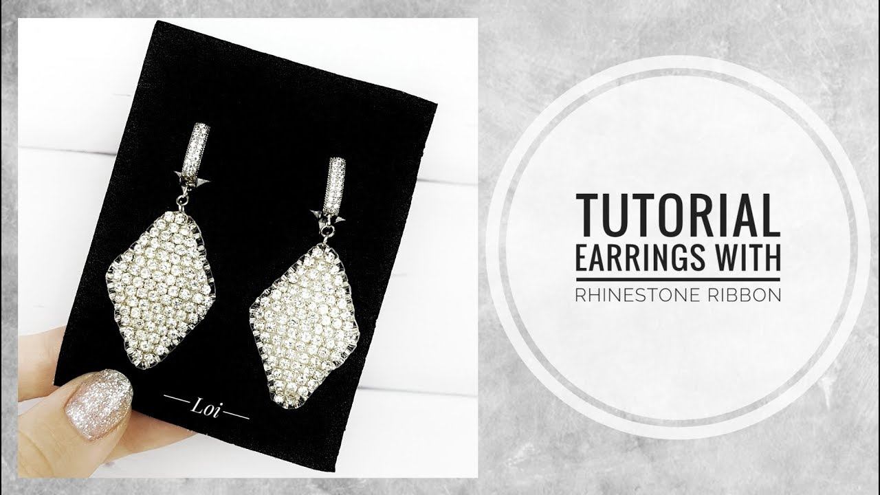 #МК - Серьги Ромбы со стразовой лентой | #Tutorial - Diamond earrings with rhinestone ribbon смотреть онлайн