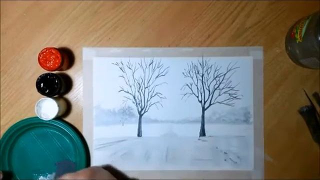 Рисунки гуашью поэтапно для начинающих видео уроки Красный зонт Drawings Gouache In Stages For Begi