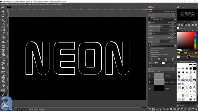 GIMP 2.10 Efectos de texto ▶▶ 14. Letras de Neón смотреть онлайн