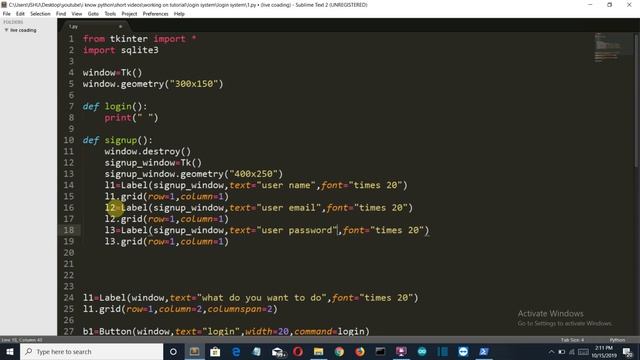 How To Create GUI Login And Signup System Using Python Part 1 : Signup and intro смотреть онлайн