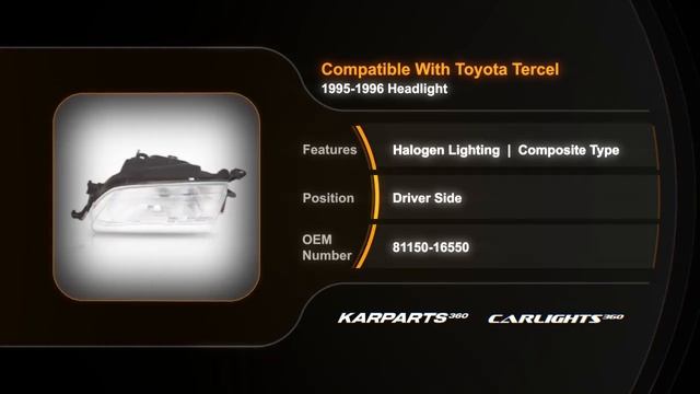 For Toyota Tercel 1995 1996 Headlight Driver Side Clear Lens Halogen|Partslink # TO2502111