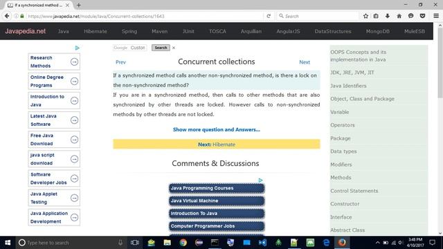 If a synchronized method calls non-synchronized method, is there a lock?
| javapedia.net смотреть онлайн