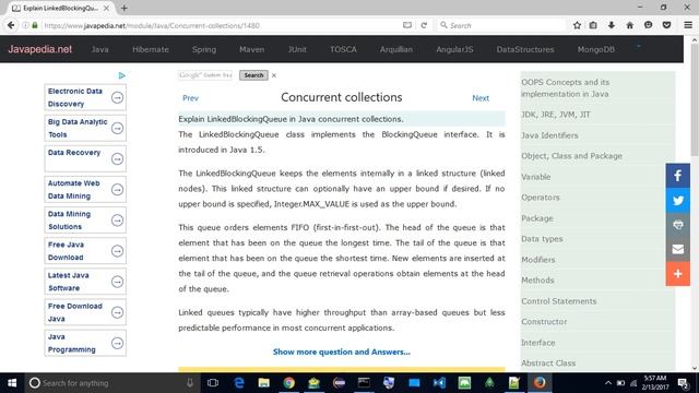 Explain LinkedBlockingQueue in Java concurrent collections.
| javapedia.net смотреть онлайн