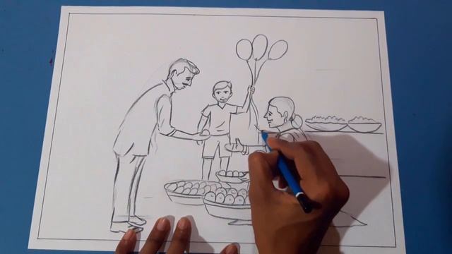 Memory Drawing | Market Scenery Drawing | Elementary grade exam drawing |स्मरणचित्र | बाजारतील दृश् смотреть онлайн