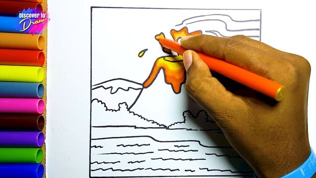 How to Draw a Volcano | How to draw a landscape step by step | Draw Mountain Easy смотреть онлайн