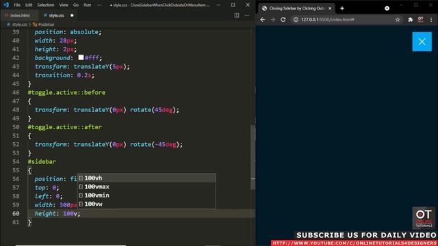 Closing Sidebar by Clicking Outside using Javascript | Auto Close Sidebar When click on Link смотреть онлайн