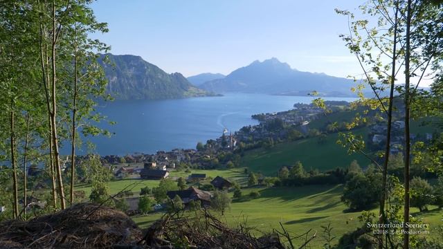 4K Weggis Vierwaldstättersee Luzern SWITZERLAND アルプス山脈