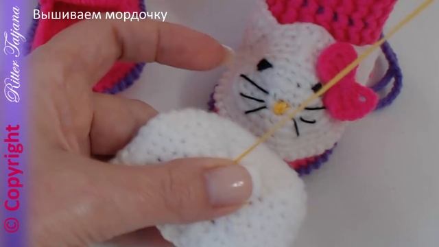 #84. Hello Kitty. Пинетки крючком.  Часть 2 из 2-х.
