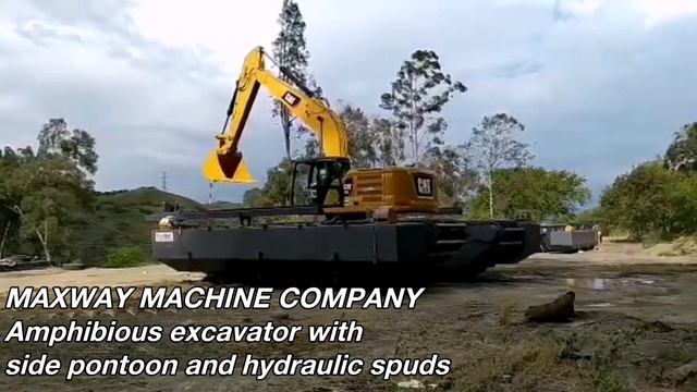 Экскаватор-амфибия MAXWAY CAT 330 с боковым понтоном и лопаточкой смотреть онлайн