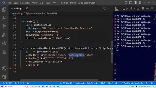 Rest api with go | Handle in go | Golang API tutorial смотреть онлайн