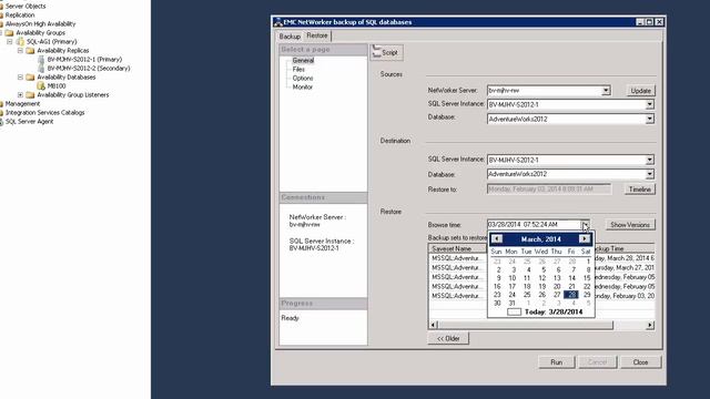 EMC NetWorker Module for Microsoft SSMS Recovery смотреть онлайн