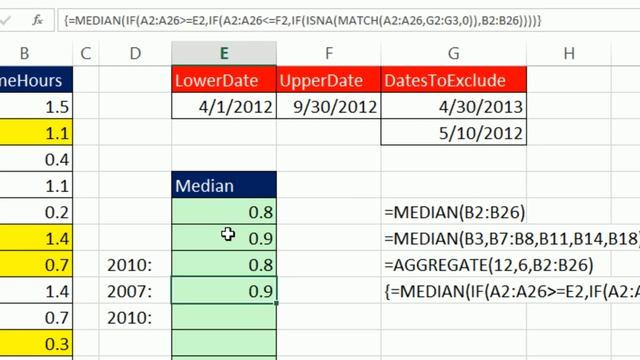 Excel Magic Trick 1101: Calculate MEDIAN Based On Lower/Upper Date, Exclude Holidays & Weekends смотреть онлайн