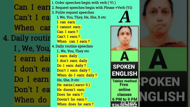 Table -A, simple present tense chart, free online classes, अंग्रेजी,ഇoഗ്ലീഷ്,అoగ్గ, spoken english смотреть онлайн