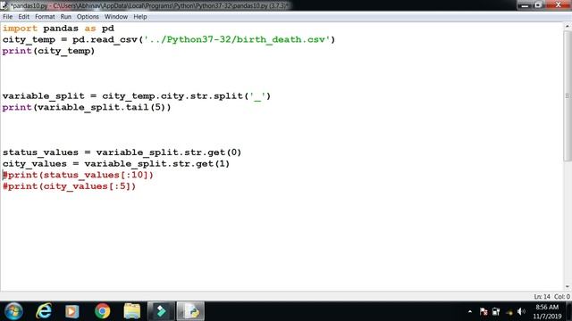 pandas for python (Lecture 10): Pandas data Manipulation: Split the data of a column. (हिन्दी मे ) смотреть онлайн
